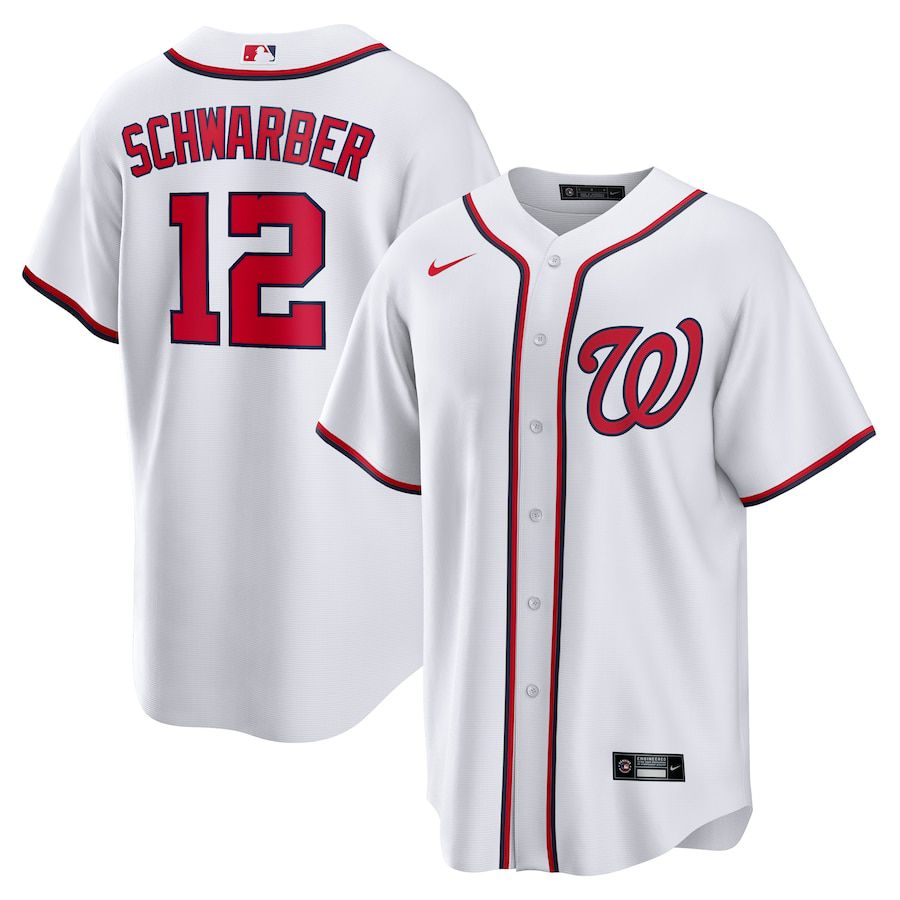 Mens Washington Nationals 12 Kyle Schwarber Nike White Home Replica Player MLB Jerseys